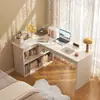Mesa de canto em L, mesa para estudo em casa, penteadeira de quarto, estante, mesa de computador de canto tudo-em-um, mesa de escritório
