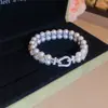 Pulseira de Zircônia Pérola Banhada a Ouro Real 18K, Luxo Leve, Alta Qualidade, Pulseira Exquisita, Moderna e Versátil, Joia de Mão Elegante para Mulheres