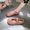 Sapatos femininos fofos Mary Jane de couro macio, atacado, novos sapatos franceses de couro rosa suave, boca rasa, sola macia, sapatos de bebê