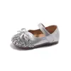 Zapatos de Princesa de Cristal para Niñas 2025 Primavera y Otoño Nuevos Zapatos de Cuero para Niños Pequeños y Mayores, Bailarinas de Princesa con Suela Suave