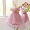 Nuevo Vestido de Niña de Amazon con Cola Larga, Vestido Infantil de Tirantes Abullonado Cola de Golondrina, Vestido de Pasarela para Niña Pequeña