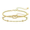 Pulsera de doble capa anudada transfronteriza europea y americana, cadena de muñeca de moda, única, moderna, minimalista, genial y a la moda para mujer, 2026
