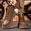Botas Martin Masculinas Primavera Couro Impermeável Cano Médio Esportivas Couro Calçados Masculinos Retrô Britânicas Outdoor Caminhada Botas de Trabalho