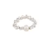 Anillo Minimalista de Plata y Perla con Diseño de Nicho para Mujer, Anillo de Dedo Índice Ajustable de Moda y Único con Cordón Elástico