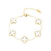 Popular en Tiktok pulsera de acero inoxidable de trébol de oro de 18K nicho lujo ligero hierba de la suerte collar de celebridad de internet pulsera de acero de titanio