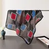 Estilo Padrão Espinha de Peixe Castanha Algodão e Linho Lenço Quadrado Pequeno Lenço de Cabeça Imitação Veludo Lenço de Ombro Proteção Solar Lenço de Pescoço Lenço Feminino
