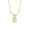 Moda Cruzada Europeia e Americana Simples Versátil Colar Joia Aço Inoxidável Banhado a Ouro 18K Corrente Rasa de Cobra Colar com Letra Zircônia
