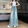 Jeans de Pierna Ancha Sueltos Talla Grande para Mujer Verano 2025 Delgados Rectos de Tiro Alto Aspecto Delgado Pantalones Largos