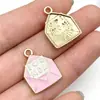 Pendente de Flor Rosa Esmaltada em Liga Metálica Mais Vendido Transfronteiriço para Pulseira Colar Chaveiro DIY Pequeno Presente de Feriado para Mãe
