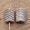 12X8,2X4,7Mm, Diâmetro do Furo Aproximadamente 1,7mm, 1,8g, Cor Prata Antiga, Contas Perfuradas com Padrão de Grade em Forma de Diamante