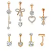 Venta Directa de Fábrica Set de 8 Piezas de Piercings de Ombligo de Mariposa Incrustados con Circonita Anillo Largo de Ombligo de Mariposa Joyería para Body Piercing en Stock