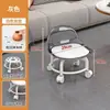 Taburete de Acrílico con Ruedas Giratorias Silenciosas, Silla Pequeña para Uso en Casa, Taburete Bajo, Silla Móvil con Respaldo, Silla Giratoria