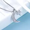 Collar Runxin Estrella Luna Nueva para Mujer Chapado en Cobre Platino Tono Vibrante Mismo Color Cadena Clavícula Collar Estrella Luna Completamente Diamantado