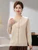 Prenda base de punto elegante para mamá, suéter fino para mujeres de mediana edad, top de manga larga estilo chino nuevo para otoño e invierno