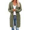 Exportación Transfronteriza Amazon Nuevo Suéter de Punto Largo Trenzado Otoño e Invierno Chaqueta Cardigan de Color Sólido con Bolsillo de Botón para Mujer