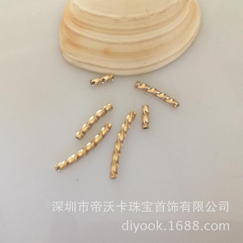 14k包金扭纹方管-7