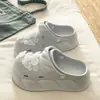 Zuecos Gruesos para Mujer que Aumentan la Altura 6.5cm, Sandalias Versátiles Florales de EVA para Exterior de Verano, Playa, Cerradas