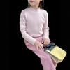 Suéter Básico Suave y Esponjoso para Niñas Otoño/Invierno 2025 Versátil Cuello Medio Alto Punto para Niñas y Niñas Mayores