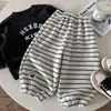 Pantalones largos para niños, otoño e invierno, pantalones deportivos casuales cálidos a rayas de dibujos animados para niños, pantalones jogger casuales para bebés y niños pequeños