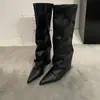 Nova coleção Outono/Inverno 2026 da Bianlade: sem estilo retrô, botas de corte justo, camurça, bico fino, estilosas, botas longas, estilo americano