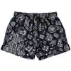 Shorts de Praia Masculino, Secagem Rápida, Caimento Solto, Marca da Moda, Shorts Grandes, Preto e Branco, Estampa Vintage, Estilo Folclórico, Shorts de Praia Masculino