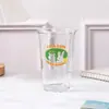 Caneca de Café Americano Cold Brew Gelado Popular para Cafeteria Copo de Vidro para Café da Manhã com Estampa de Letras Francesas Japonesas e Coreanas