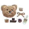 Lindo Accesorio de Flor para Zapato con Cabeza de Oso de Peluche de Dibujos Animados Materiales DIY Colgante de Muñeco Relleno de Algodón Broche Pasador Hecho a Mano