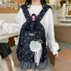Mochila estilo faculdade para meninas do ensino fundamental, Ins, coração de menina, bolinhas, grande capacidade, simples, versátil, alta (alto valor de aparência), mochila