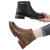 Botas Cortas de Mujer Cómodas Retro Elegantes 2026 Invierno Con Cordones Antideslizantes de Algodón Suela Suave Con Felpa Cálidas Botas de Piel Moda