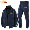 Chaqueta Cardigan Simple de Moda para Hombre Transfronteriza Tallas Grandes Traje Deportivo y de Ocio de Dos Piezas para Primavera y Otoño con Impresión Personalizada