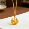 Nuevo Colgante de Cerradura de Calabaza Hueca Cepillada Estilo Chino, Mismo Modelo que en Tiendas de Oro, Giratorio, Lujo Ligero, Diseño de Nicho