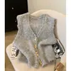 Nuevo Chaleco Cardigan de Punto con Cuello en V Estilo Francés para Mujer Otoño 2026, Chaleco Suéter sin Mangas en Capas Suave y Acogedor