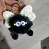 Nuevo y lindo conejo Rex de peluche con forma de lazo, bola de carbón, colgante para bolso escolar, llavero colgante para coche o muñeca.
