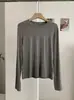 KEKEZOON Modal Cor Sólida Gola Redonda Ombro Normal Manga Longa Camiseta Macia Camada Base Top Básico Versátil 8909