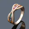 Anillo Platino Colorido Transfronterizo Amazon Más Vendido Anillo Cruz Personalidad Anillo Diamante Ola Comercio Exterior