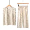 Conjunto de chaleco de algodón antibacterial Chunzhi para adultos mayores, clase A, hombros anchos, cuello redondo, ropa interior fina sin mangas de verano para mujeres mayores