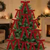 Em estoque Pingente de presente laço de veludo 2,5 cm Decoração de árvore de Natal laço Enfeite de amarração para guirlanda de Natal