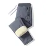 Pantalones de algodón ultrasónicos transfronterizos, pantalones casuales de algodón con borrego de invierno para hombre, talla grande, casual, holgados, forrados de polar, pantalones de correr engrosados