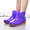 Botas de agua para mujer, botas de agua altas, primavera y otoño, botas largas hasta la mitad de la pantorrilla, forradas de felpa, cálidas, antideslizantes, zapatos de goma, zapatos de agua de moda, envío gratis