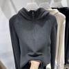 Europeo 2024 Nuevo Suéter de Terciopelo con Capucha y Media Cremallera de Color Sólido para Mujer Otoño e Invierno Diseño Sensorial Camiseta Base Top Sudadera con Capucha