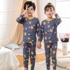 Conjunto de Roupa Íntima Térmica Infantil Outono e Inverno Novo Meninos e Meninas Roupas de Outono e Calças Forradas com Lã Espessas Roupas de Casa Infantis