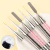 Pincel para Arte de Uñas de Doble Extremo Transfronterizo con Pedrería, Mango Acrílico, Pincel para Pintar y Dibujar Líneas, Herramienta de Uñas de Doble Uso
