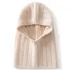 Gorro unisex de punto 100% cachemira pura, diseño simple y retro, con bufanda integrada para mayor calidez y comodidad.