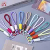 Cordón para teléfono con nudo de paraguas de dopamina, correa de muñeca corta de color block, correa de seguridad tejida para sujetar a mano anti-pérdida, cordón de juguete