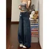 Jeans Vintage Azules Scimitar para Mujer, Nuevo Estilo de Primavera, Tallas Grandes, Cintura Alta, Corte Holgado, Diseño Adelgazante, Pantalones de Pierna Ancha