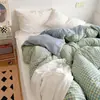 Nuevo conjunto de tres piezas de algodón lavado teñido en hilo de doble cara, versión AB Clase A, a cuadros simples, para dormitorio de estudiante