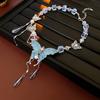 Colar de cristal borboleta com diamante pingando óleo, nicho, elegante, fashion, temperamento, corrente de clavícula, acessível, luxo, sofisticado, versátil, colar