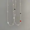 Colar elegante e fresco em estilo francês com pedras naturais e pérolas, doce e chique, corrente de clavícula moderna e de alta qualidade para mulheres