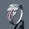 Amazon venta caliente transfronteriza accesorios joyería arcoíris anillo de circón de moda elegante anillo de mujer pulsera