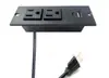 Enchufe empotrado pequeño estándar de EE. UU. para estanterías y muebles, regleta oculta de alta potencia con 2 puertos USB para escritorios de oficina